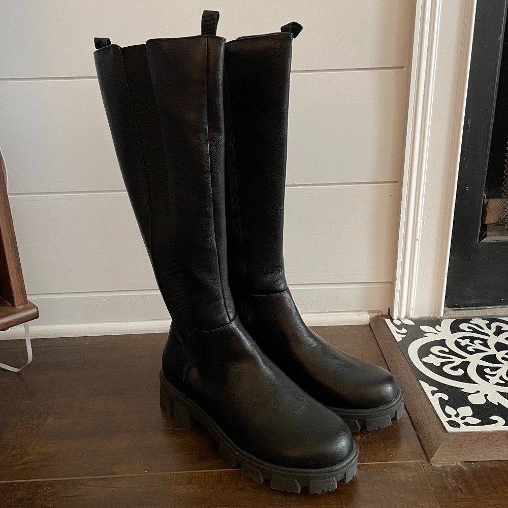 Sugar Jillian Tall Lug Boot in Black